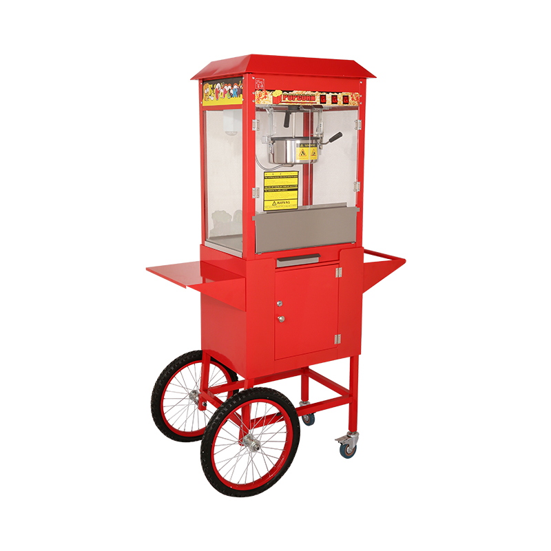 Fuqi EB-801B Full Red Flat Top Popcorn Machine with Car